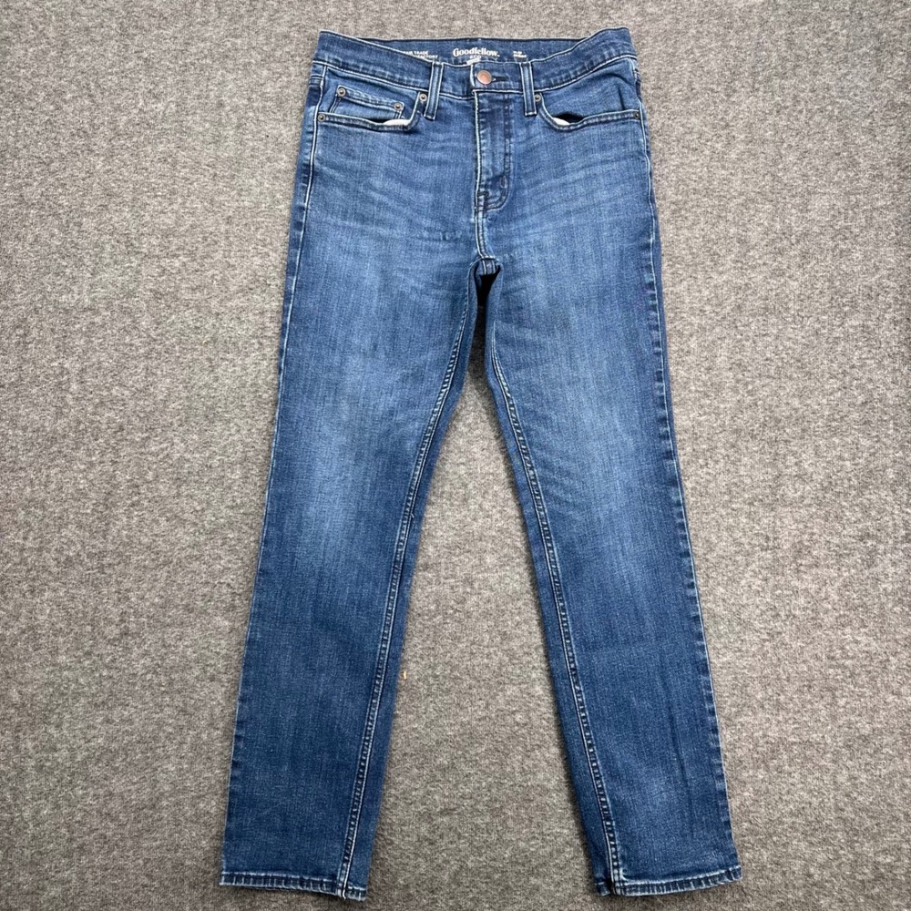 Goodfellow & Co Mens Slim Straight Fit Blue Denim‎ Jeans 30  Medium Wash Stretch